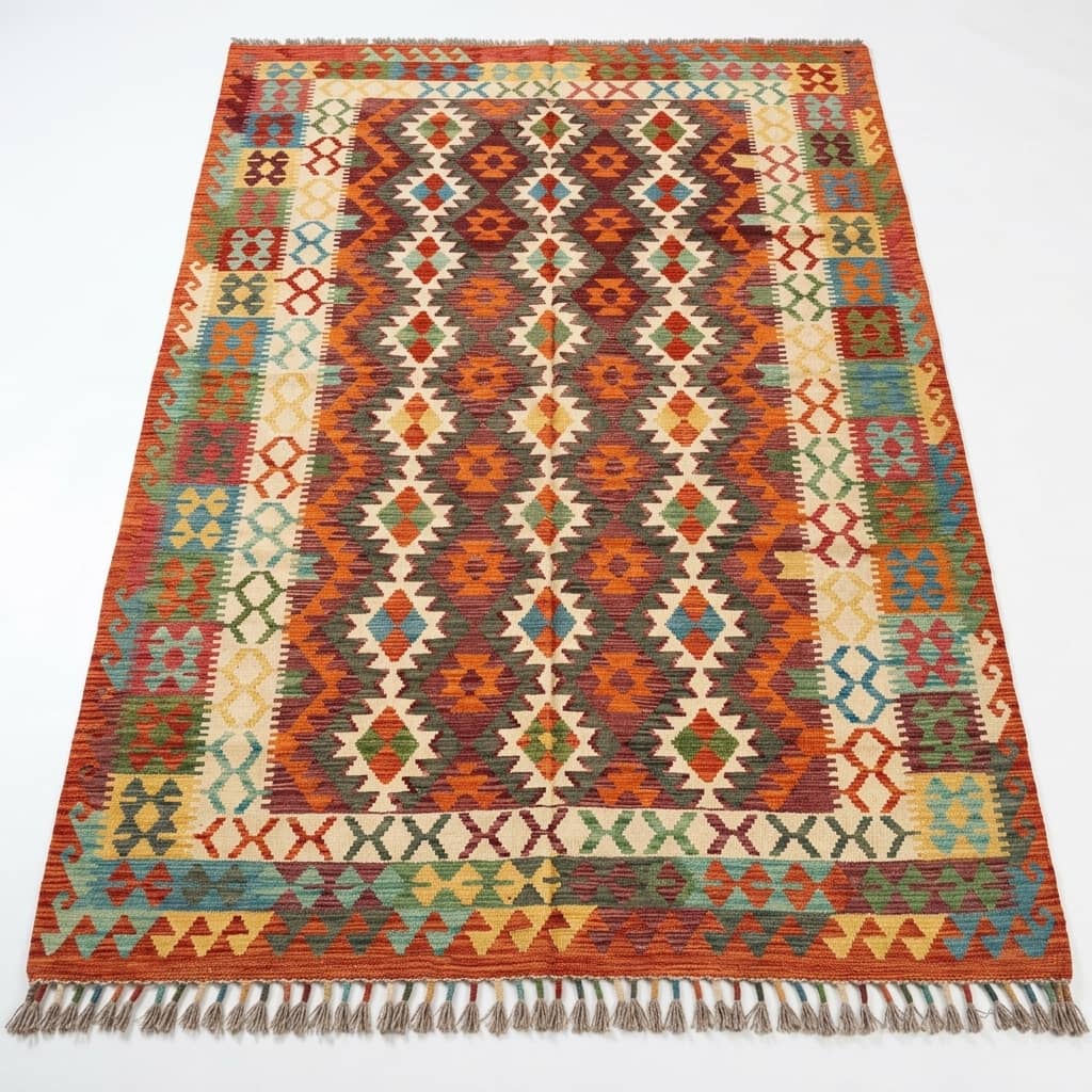 Terra Mosaic Geometric Kilim Rug |300×198|