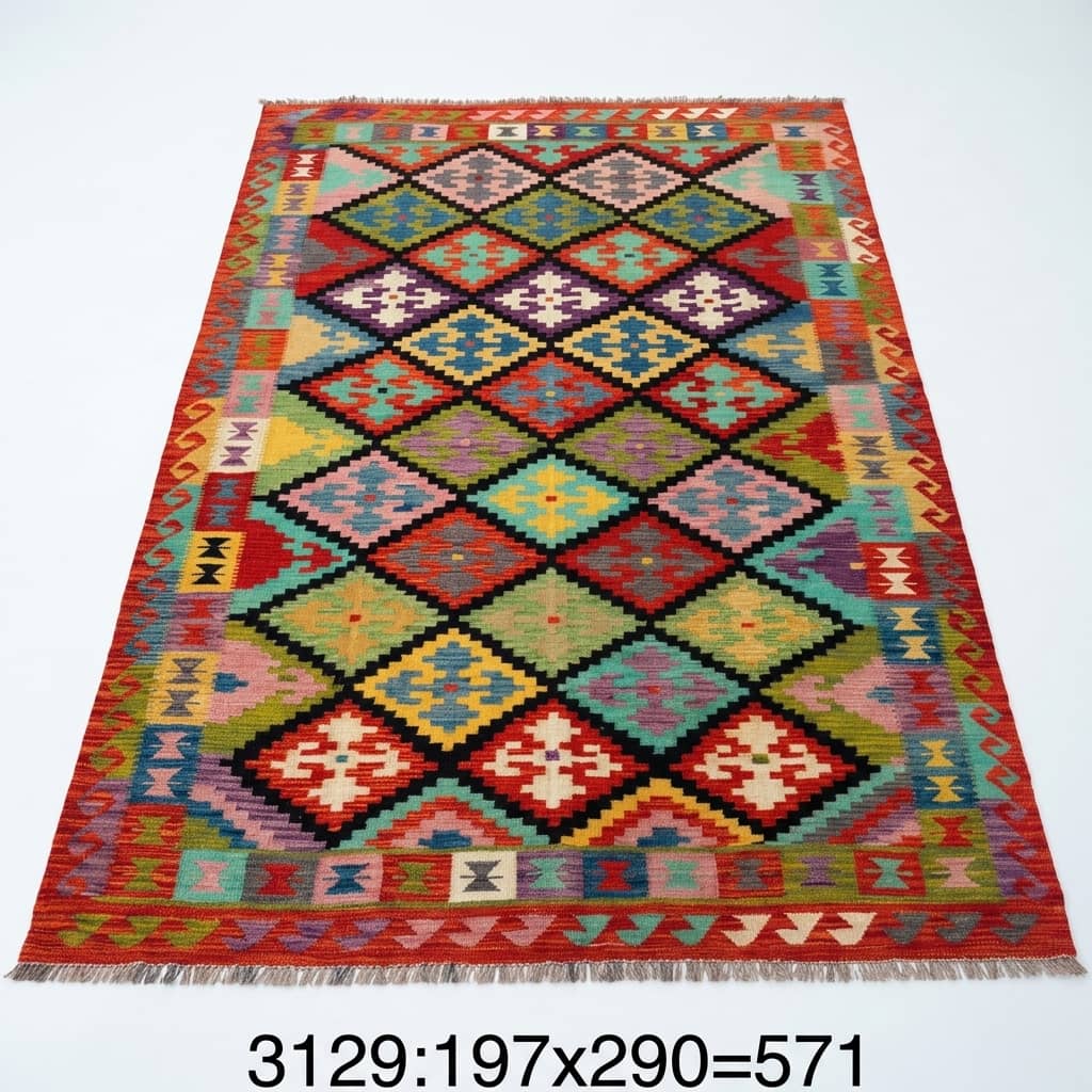 Spectrum Lattice Geometric Kilim Rug |197×290|
