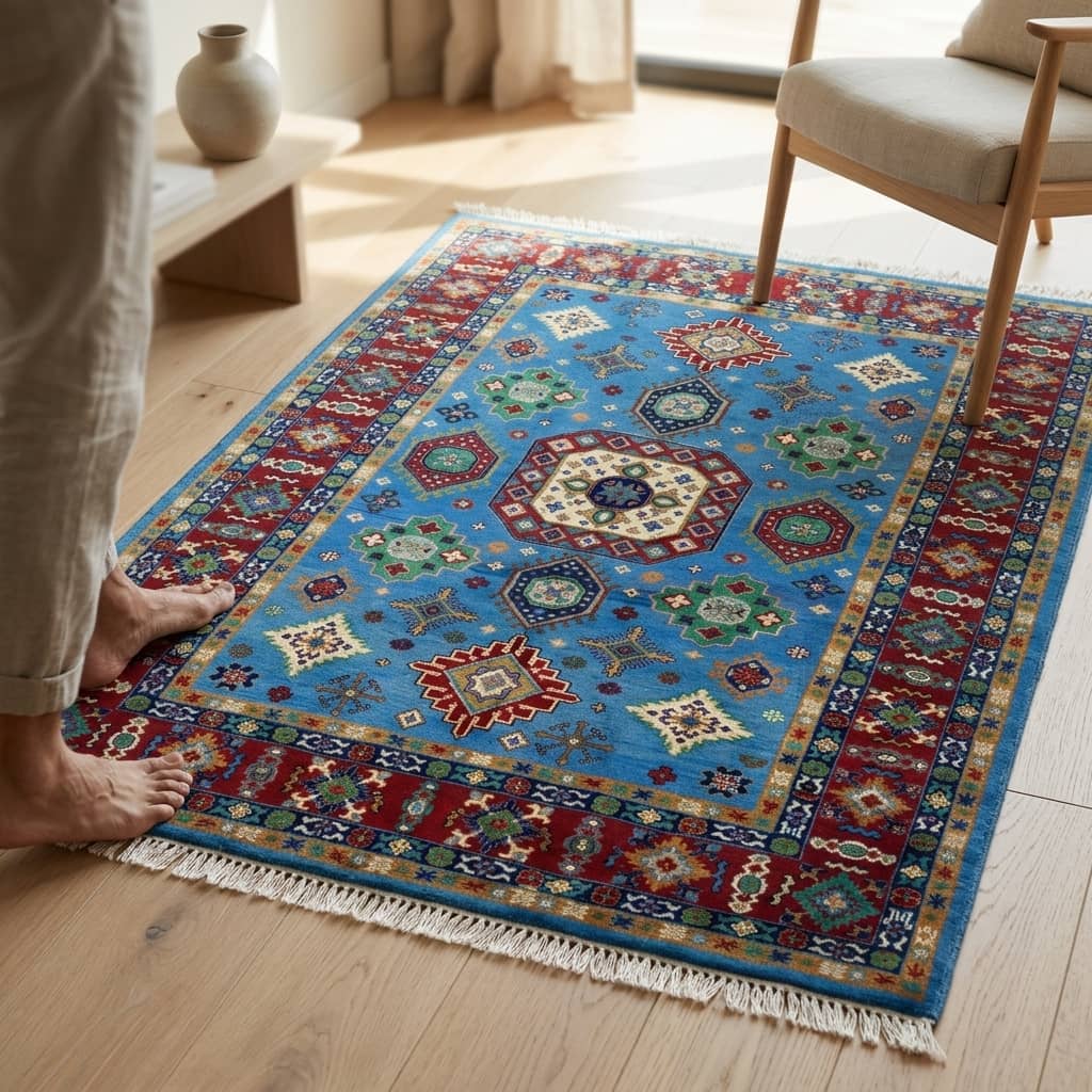 Azure Celestial Geometric Afghan Carpet |150×2|