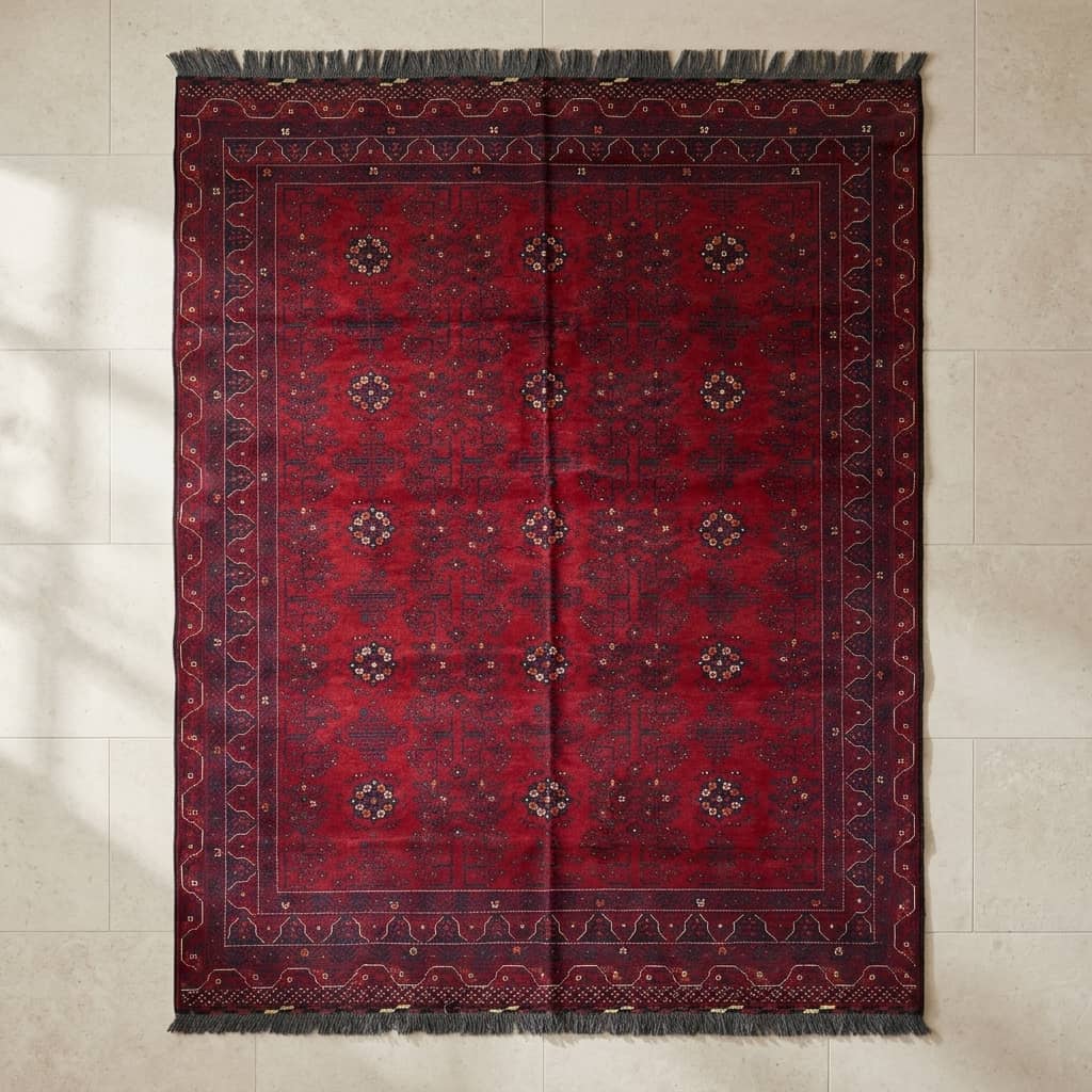 Heritage Crimson Floral-Medallion Afghan Rug |2m×3m|