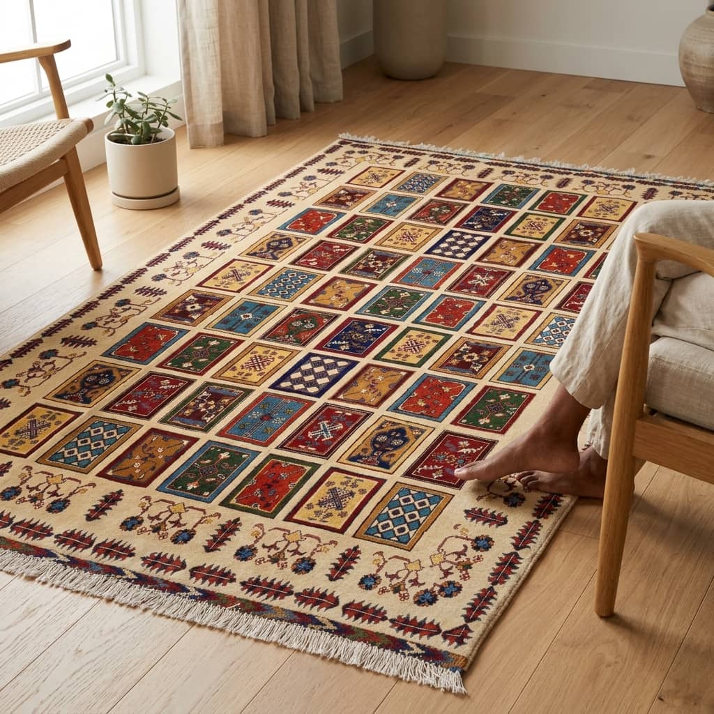 Sandstone Mosaic Panel Garden Afghan Rug |2m×3m|