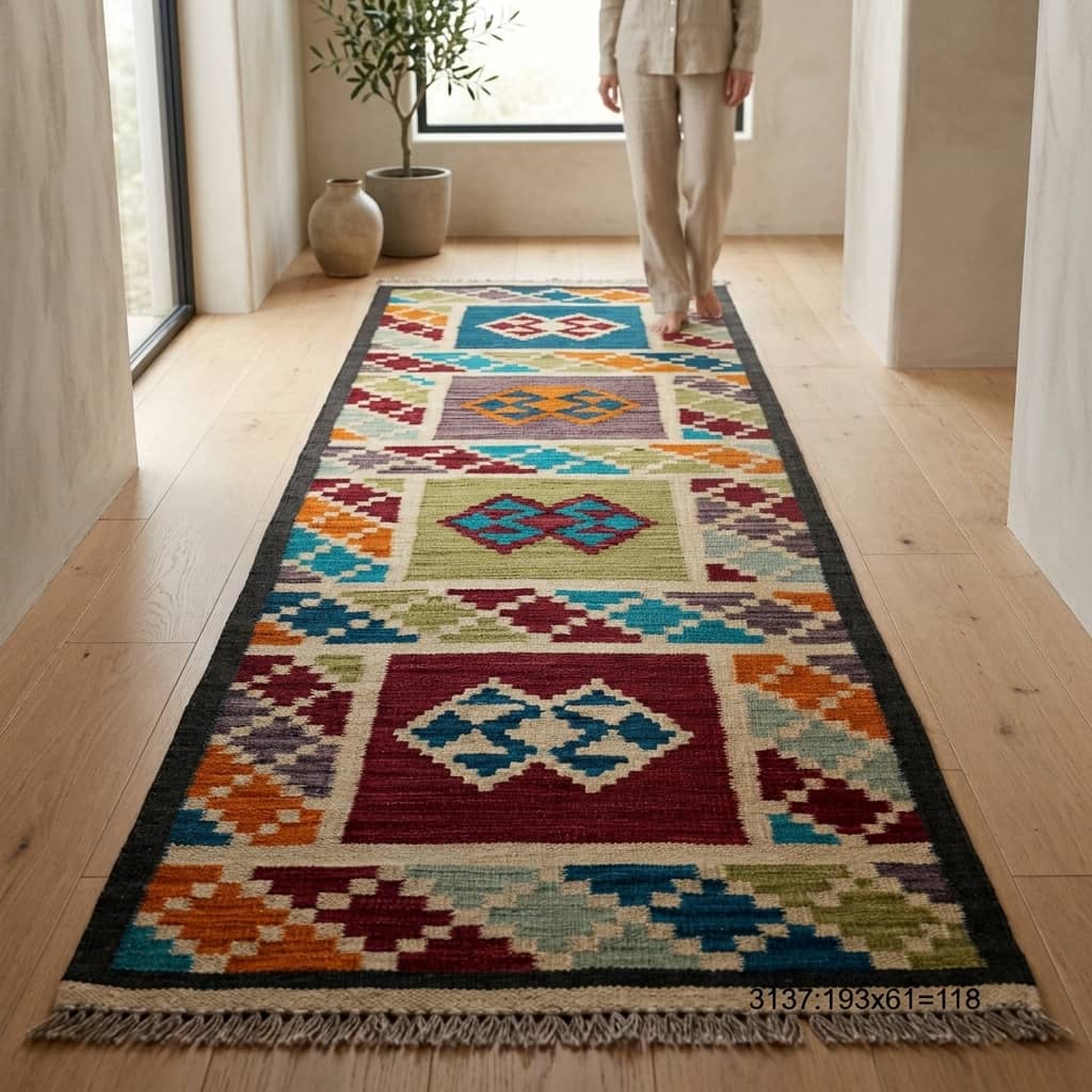 Mod Mosaic Geometric Kilim Runner |193×61|