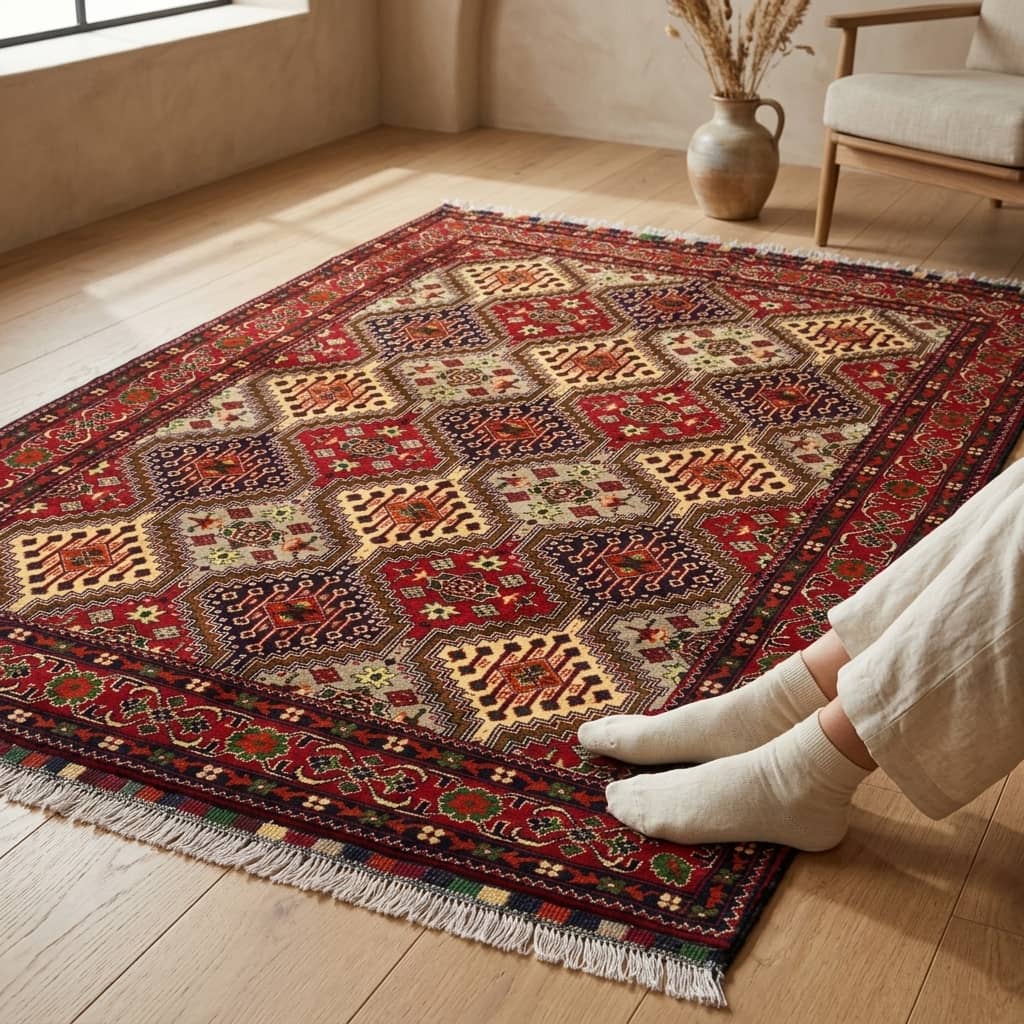 Grand Lattice Mosaic Afghan Rug|150×2|