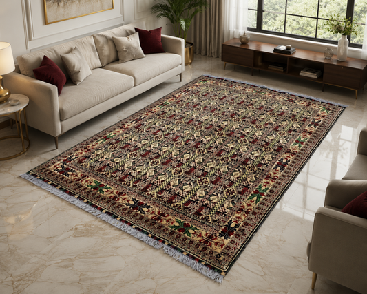 Traditional Oriental Area Rug 2m x 3m – Vintage Geometric Pattern