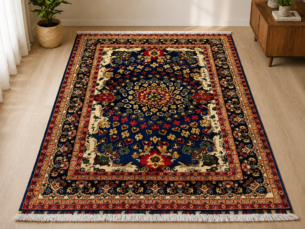 Traditional Persian Area Rug 2x3m – Vintage Floral Oriental Carpet with Tassels