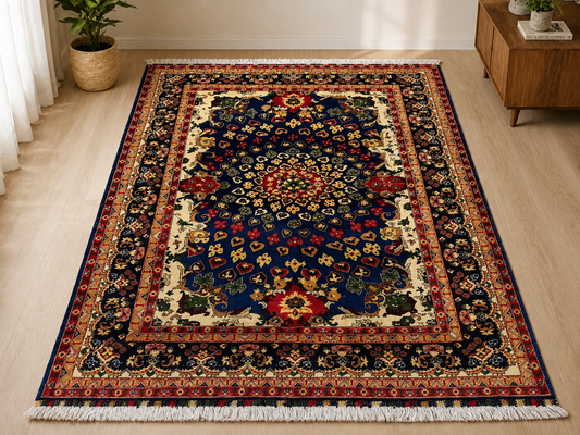 Traditional Persian Area Rug 2x3m – Vintage Floral Oriental Carpet with Tassels