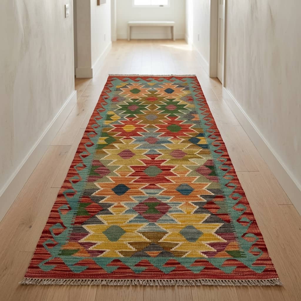 Solar Mosaic Geometric Kilim Runner |199×80|