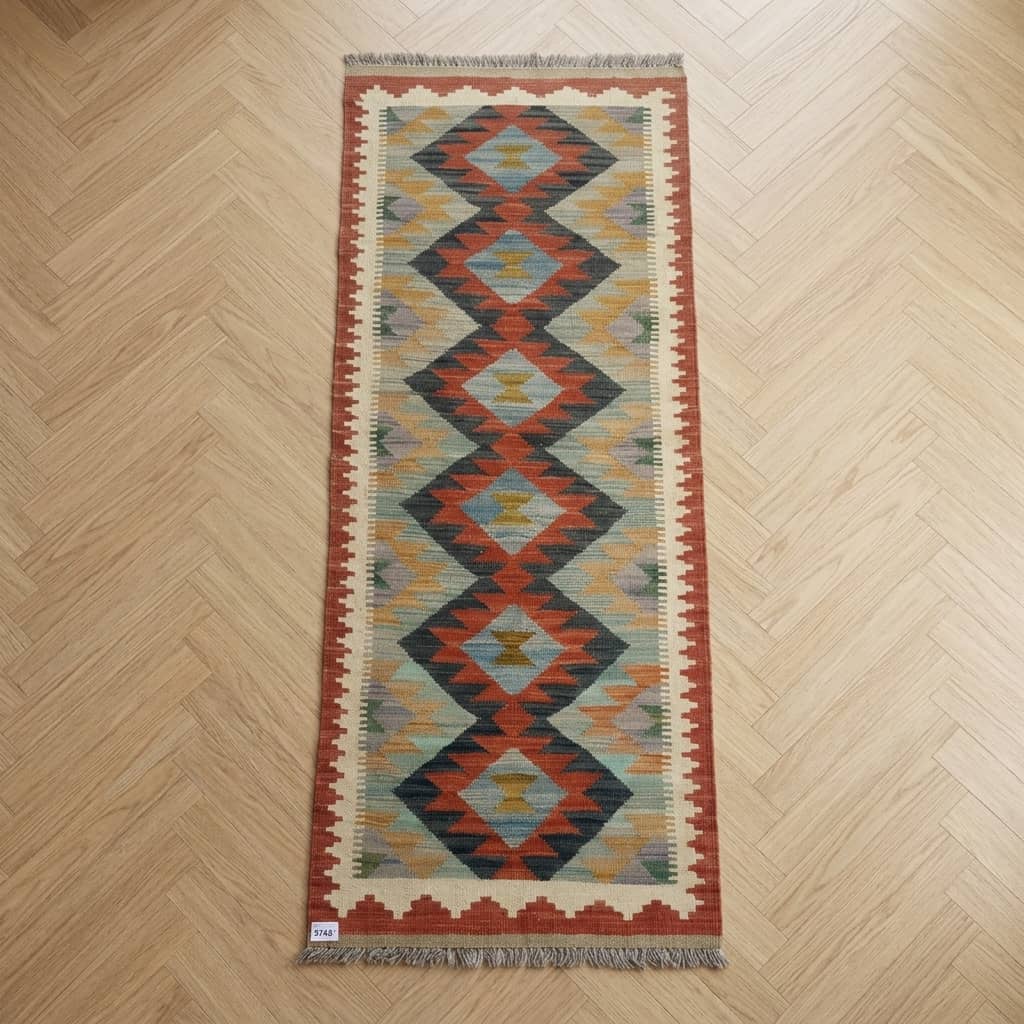 Terra Lattice Geometric Kilim Runner |204×65|