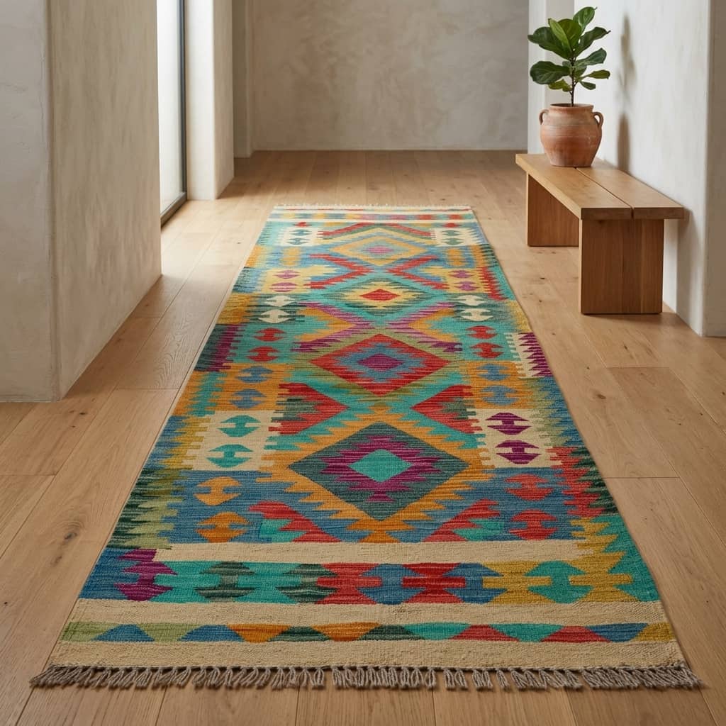 Heritage Mosaic Geometric Kilim Runner |298×82|