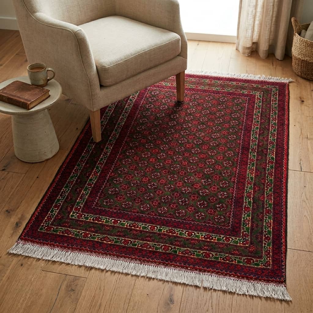 Ethereal Midnight Floral Afghan Carpet |100x150 |