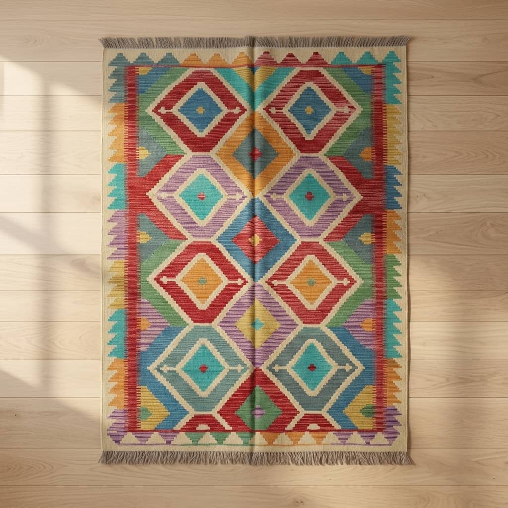 Kaleidoscope Lattice Geometric Kilim Rug |201×145|
