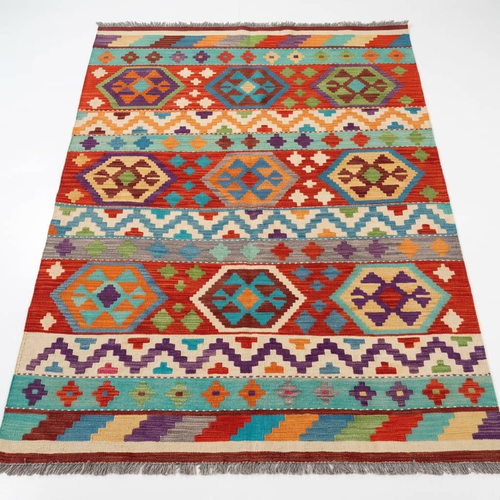 Artisan Mosaic Geometric Kilim Rug |154×206|