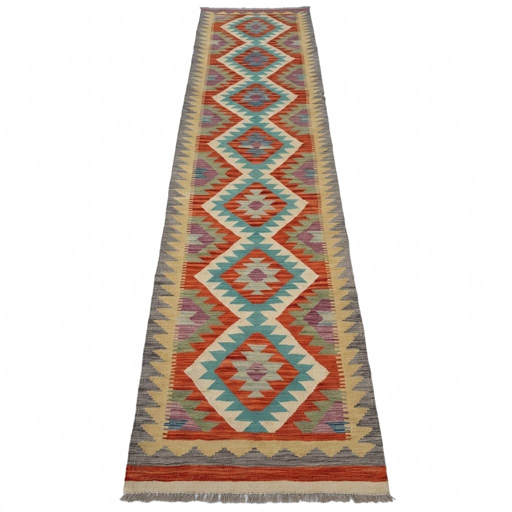 Serene Diamond Geometric Kilim Runner |404×74|