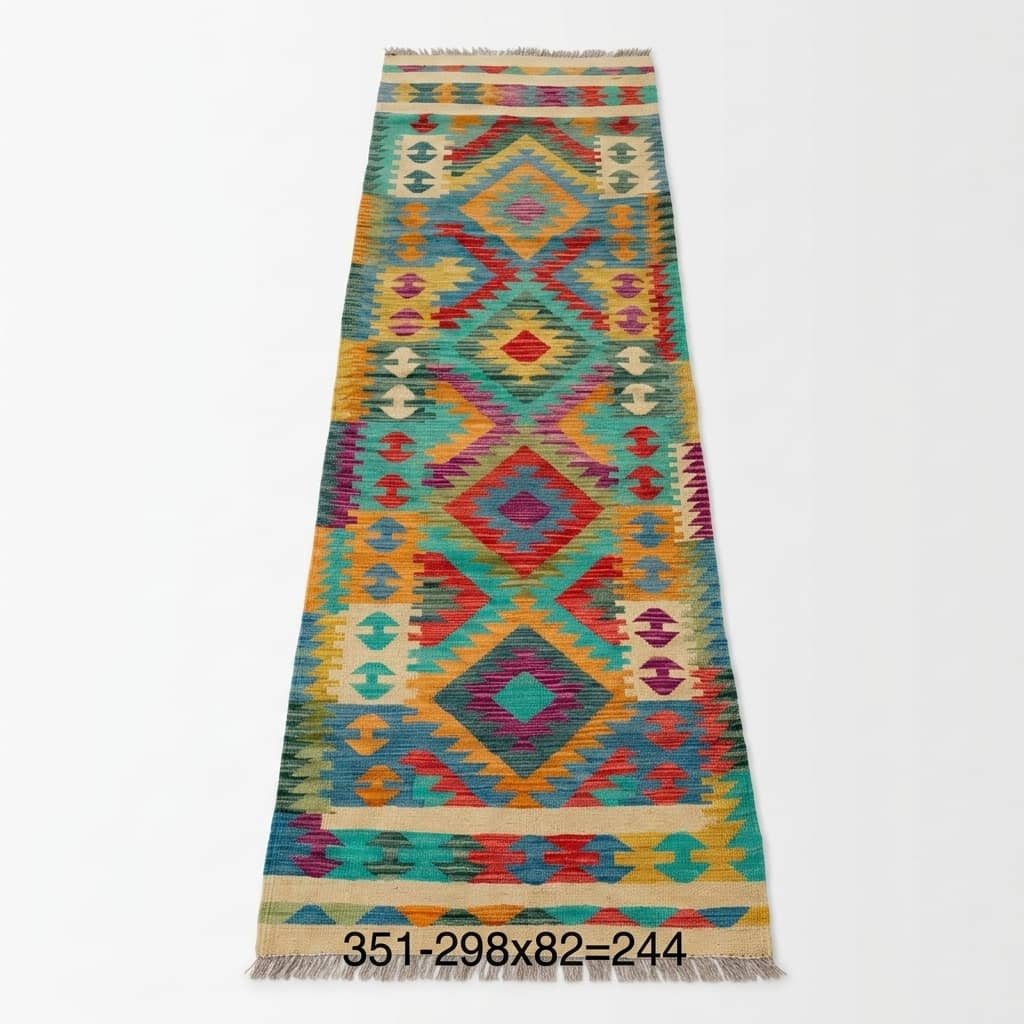 Heritage Mosaic Geometric Kilim Runner |298×82|