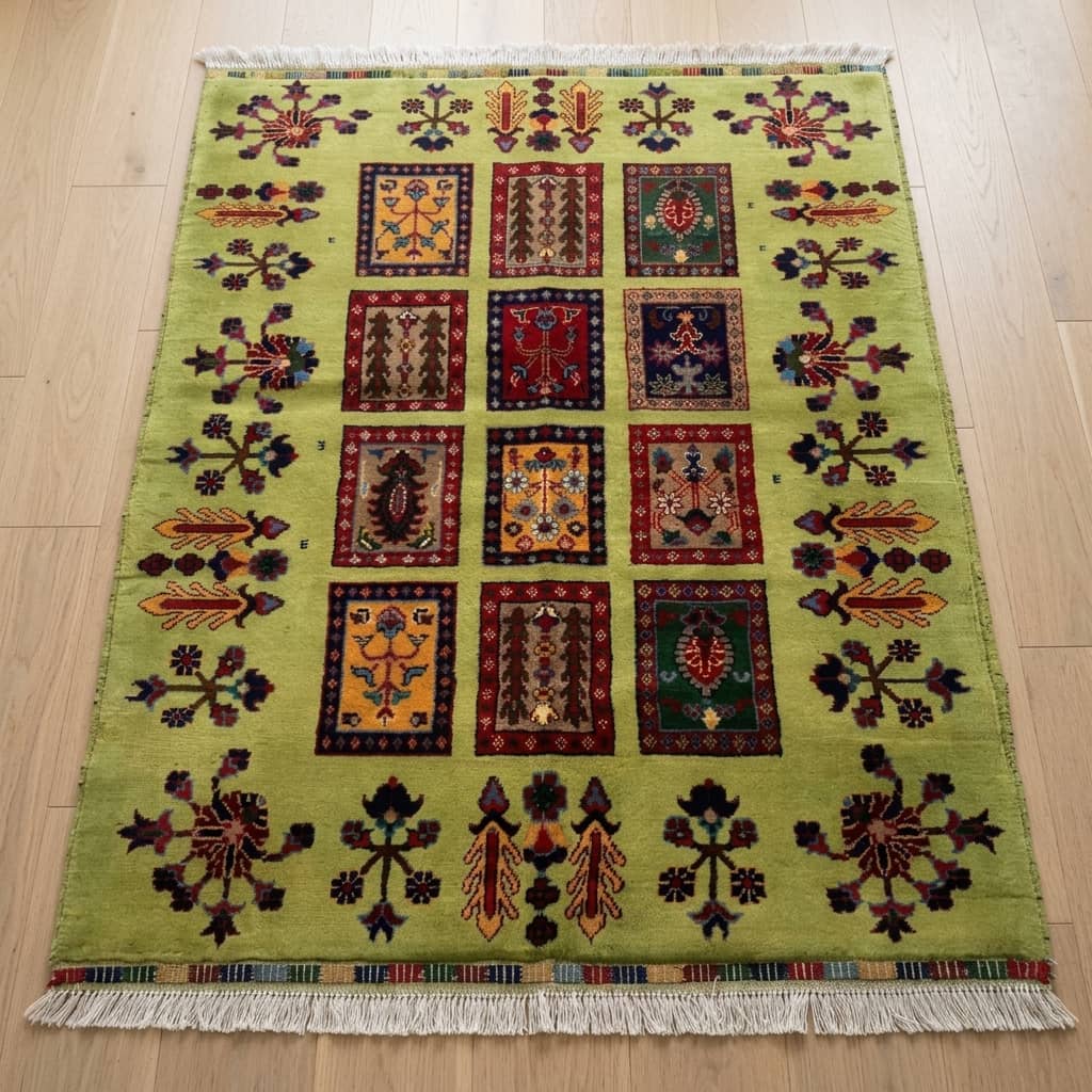 Verdant Khist Garden Panel Afghan Carpet | 100×150 |