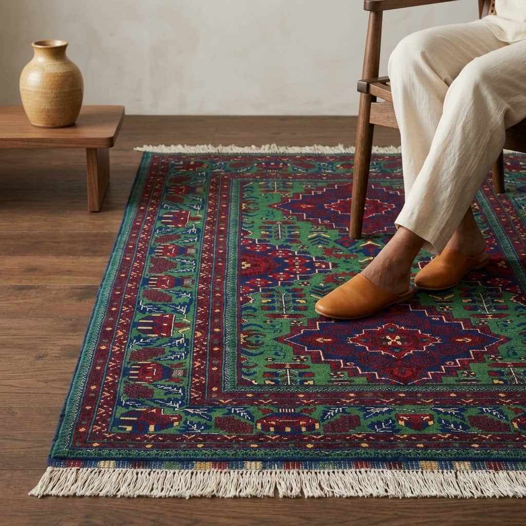Verdant Medallion Afghan Accent Rug |100×150|
