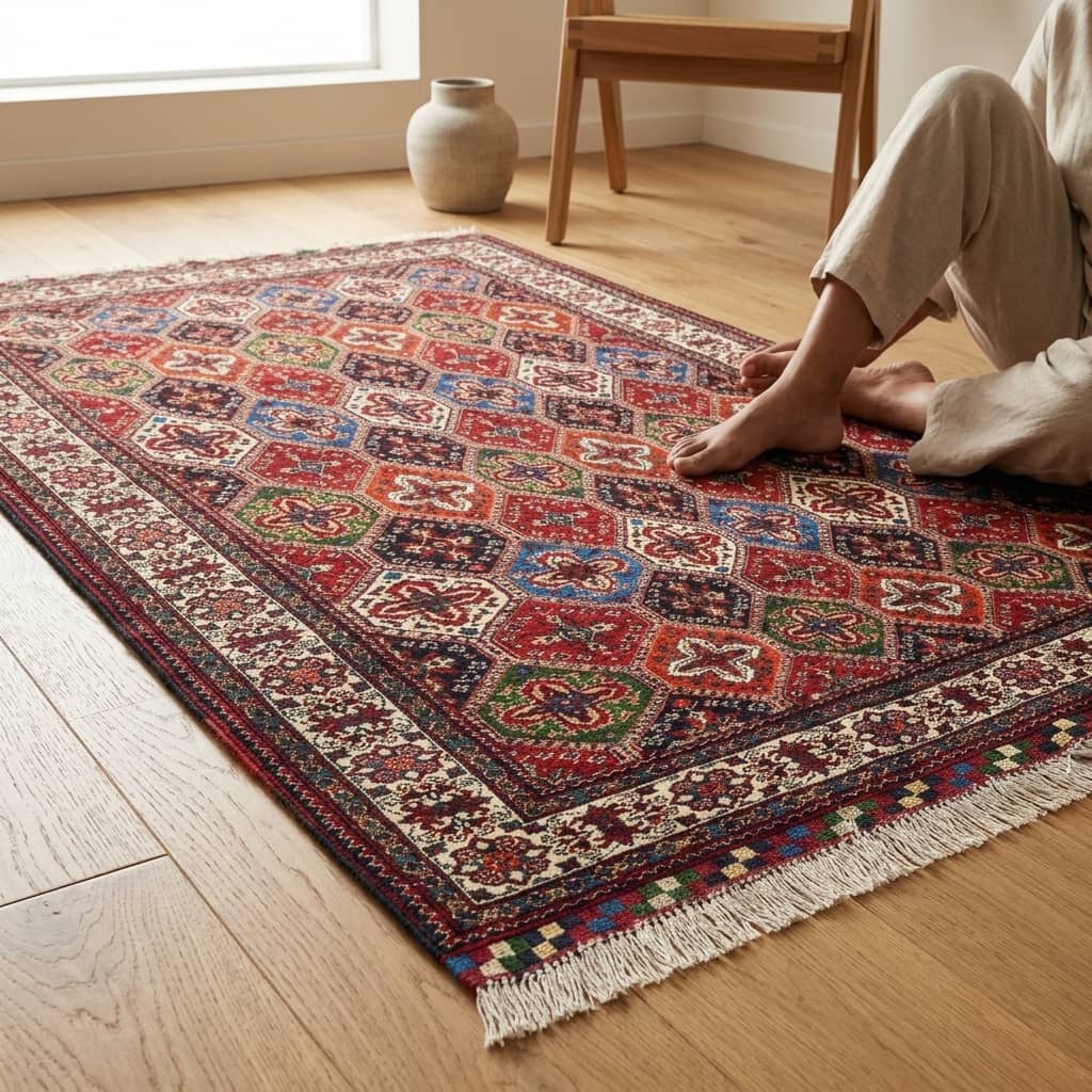 Harmony Lattice Geometric Afghan Rug |150×2|