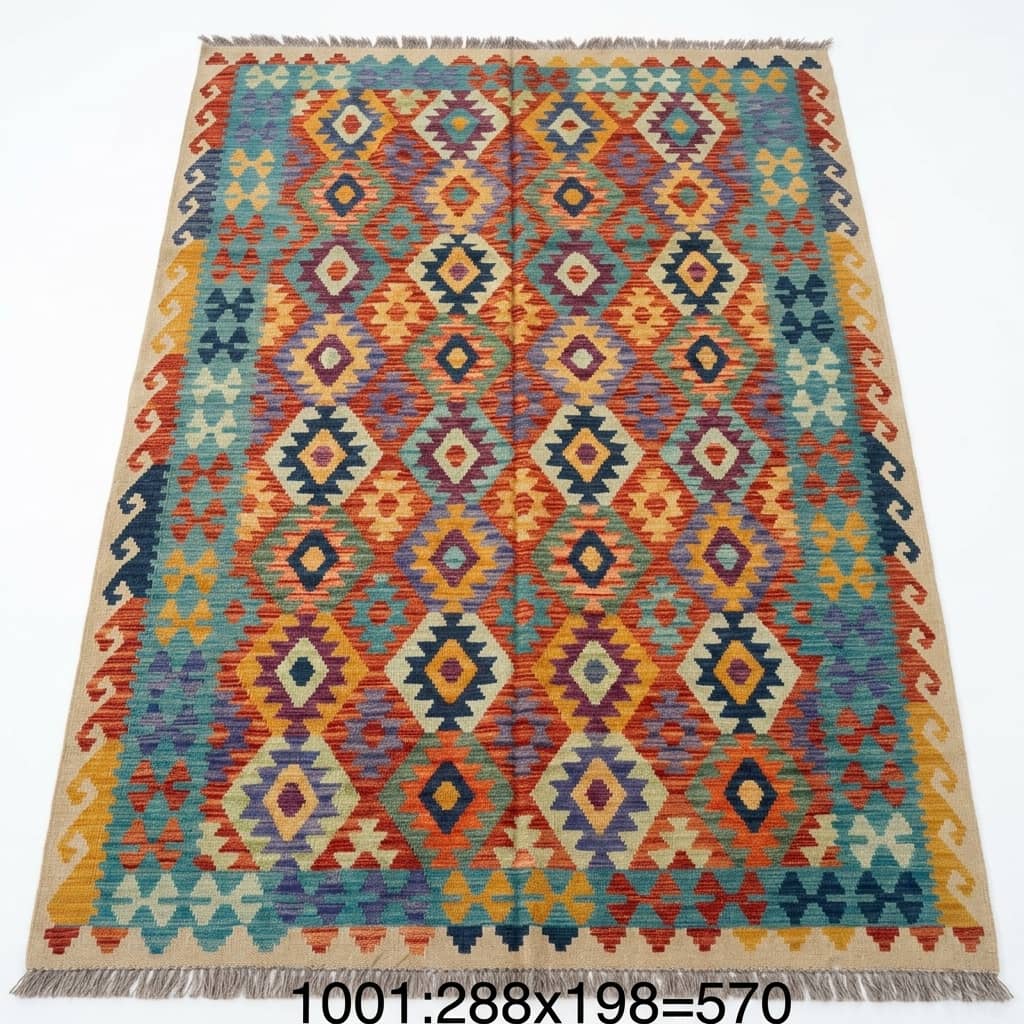 Kaleidoscope Lattice Geometric Kilim Rug |288×198|