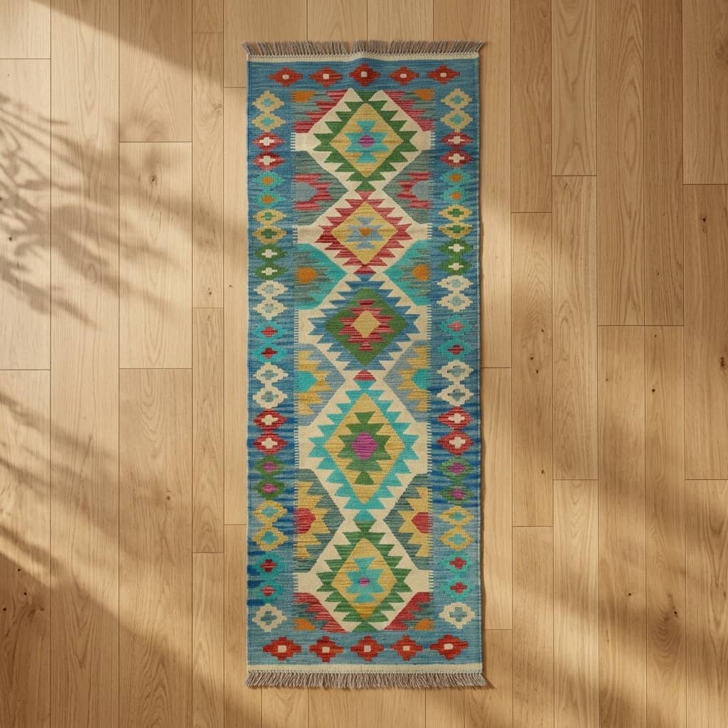 Solar Lattice Geometric Kilim Runner |292×82|