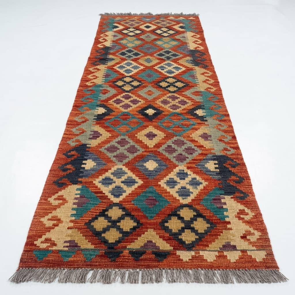 Heritage Mosaic Geometric Kilim Runner |293×80|