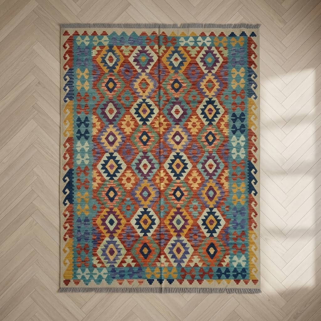 Kaleidoscope Lattice Geometric Kilim Rug |288×198|