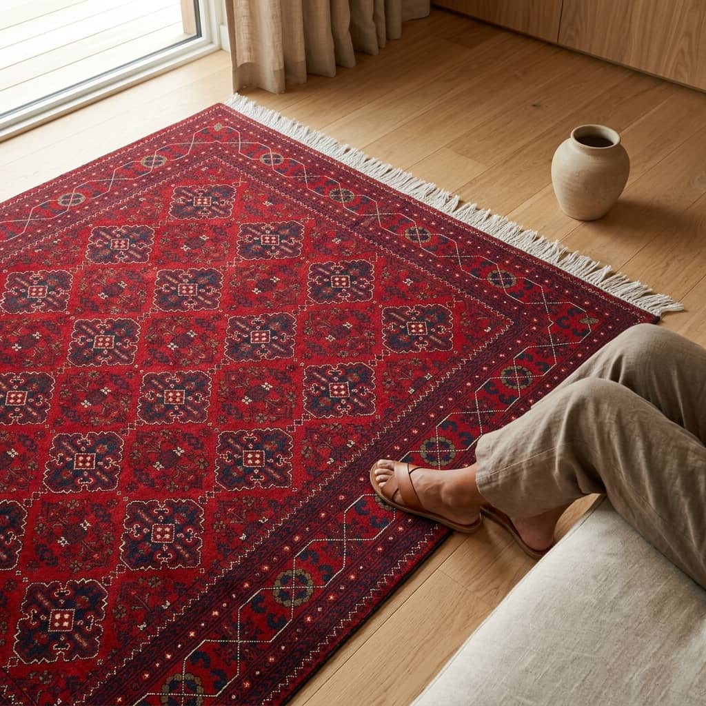 Heritage Crimson Lattice Afghan Rug|150×2|